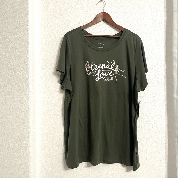 NWT Torrid Womens Tee T Shirt Graphic Green Eternal Love Skeleton Plus Size 3X - Picture 1 of 8